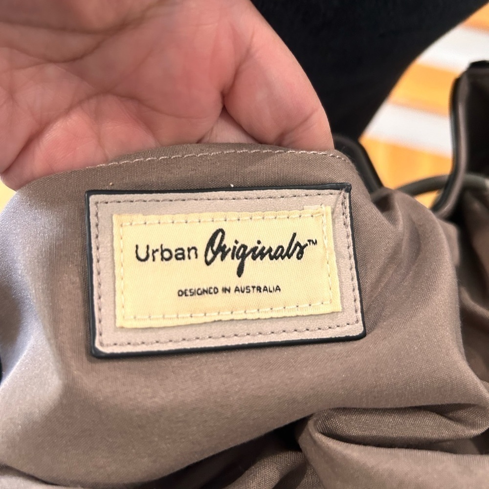 Urban Originals gray Bucket Bag drawstring opening/woven multicolor sides - Picture 8 of 12